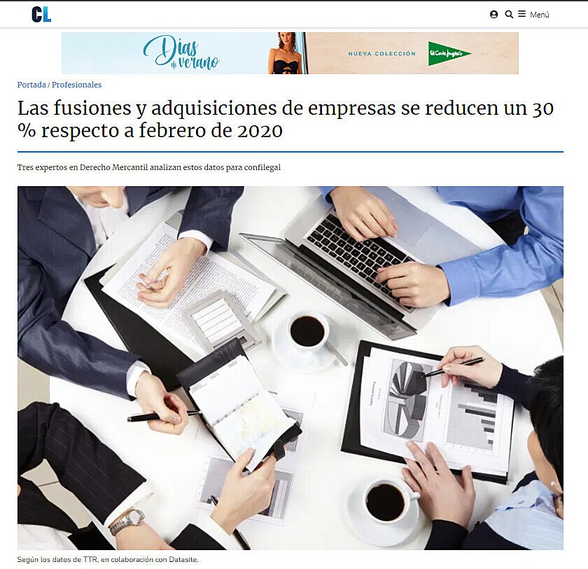 Las fusiones y adquisiciones de empresas se reducen un 30 % respecto a febrero de 2020